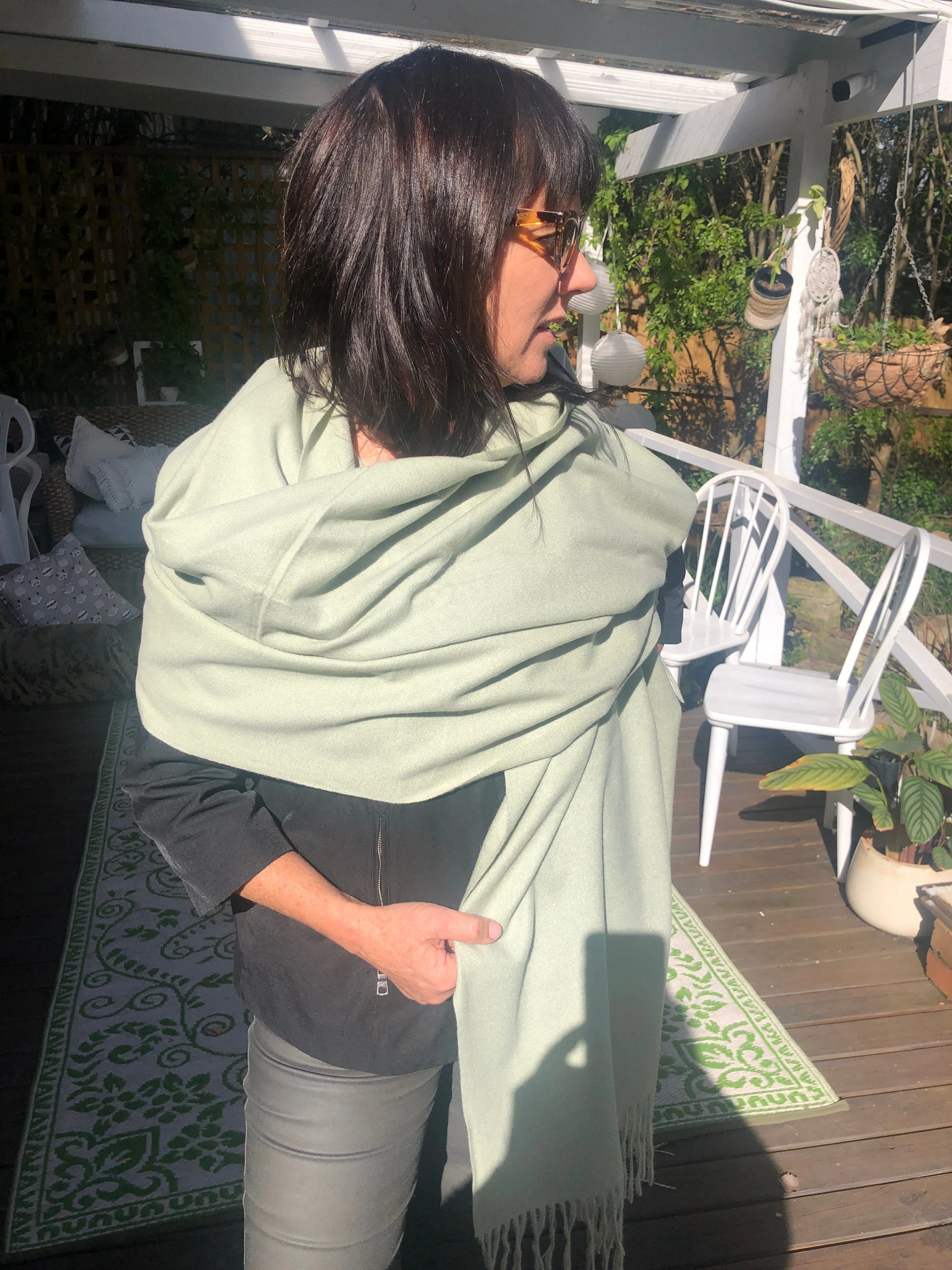 💥  Pashmina Shawl Sage Green - Extra Warmth