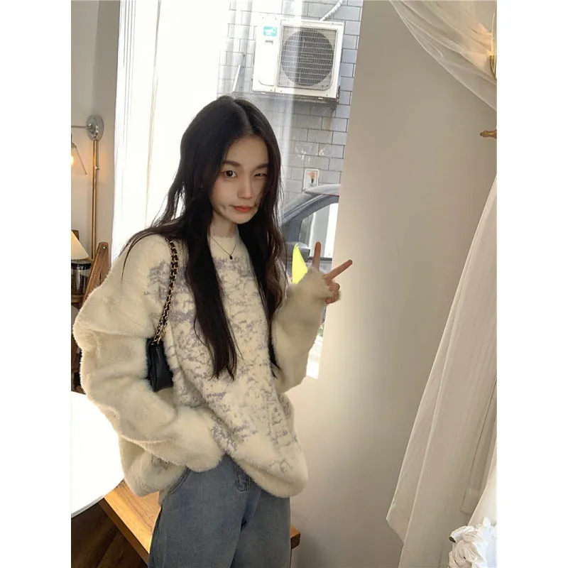 Advbridge harajuku fashion dress to impress Korean Style Soft Glutinous Mink Wool Sweater Women's Autumn Gentle Style Sweater Loose High-Grade Top Thickened