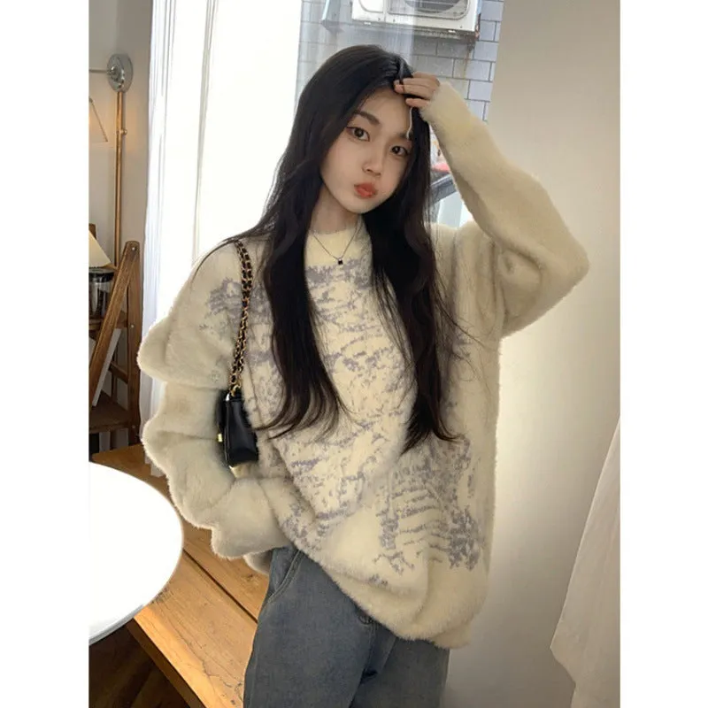 Advbridge harajuku fashion dress to impress Korean Style Soft Glutinous Mink Wool Sweater Women's Autumn Gentle Style Sweater Loose High-Grade Top Thickened