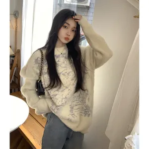 Advbridge harajuku fashion dress to impress Korean Style Soft Glutinous Mink Wool Sweater Women's Autumn Gentle Style Sweater Loose High-Grade Top Thickened