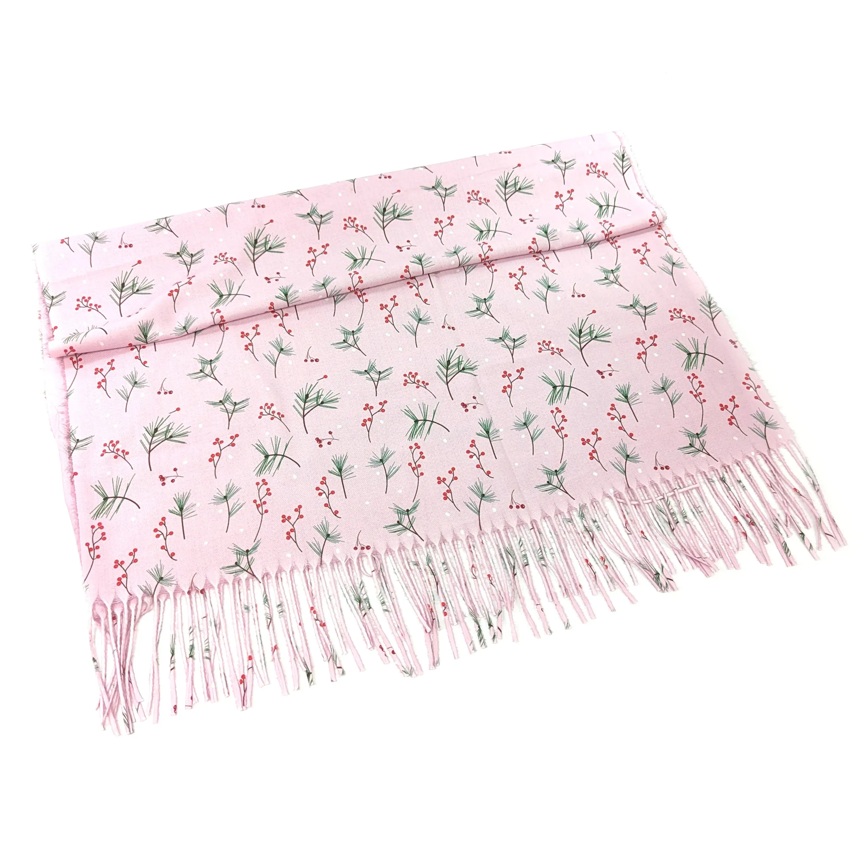 Black Ginger Pink Blush Berry & Fern Pashmina Scarf - 736-211