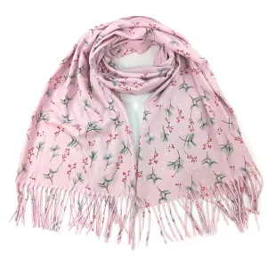 Black Ginger Pink Blush Berry & Fern Pashmina Scarf - 736-211