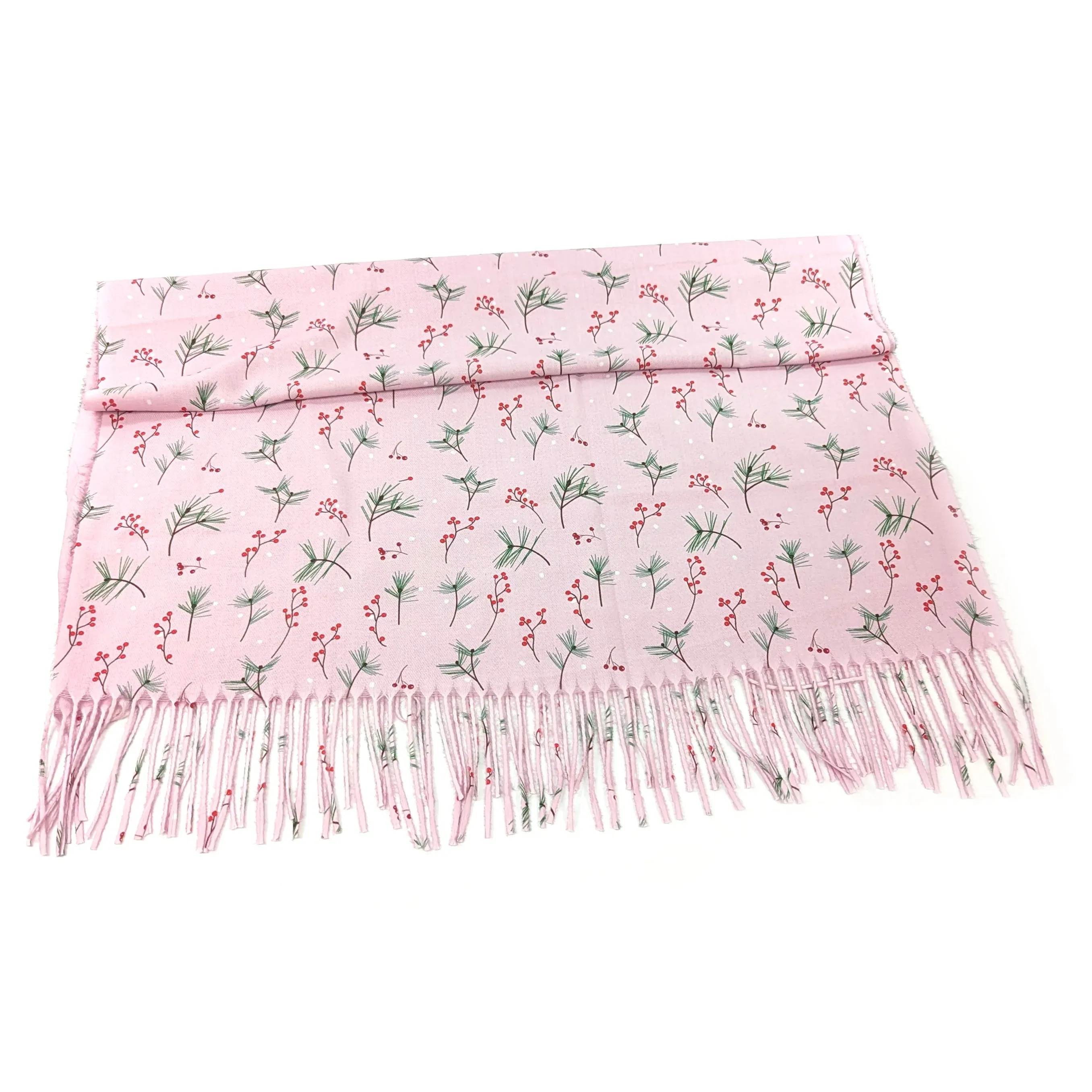 Black Ginger Pink Blush Berry & Fern Pashmina Scarf - 736-211