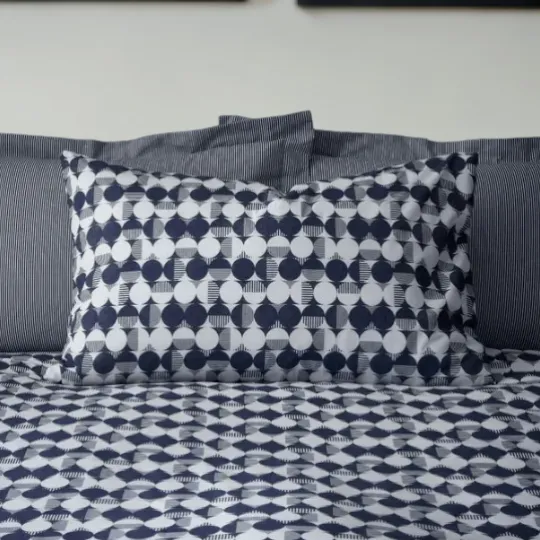 Blue & Grey Geometric Duvet Cover Set