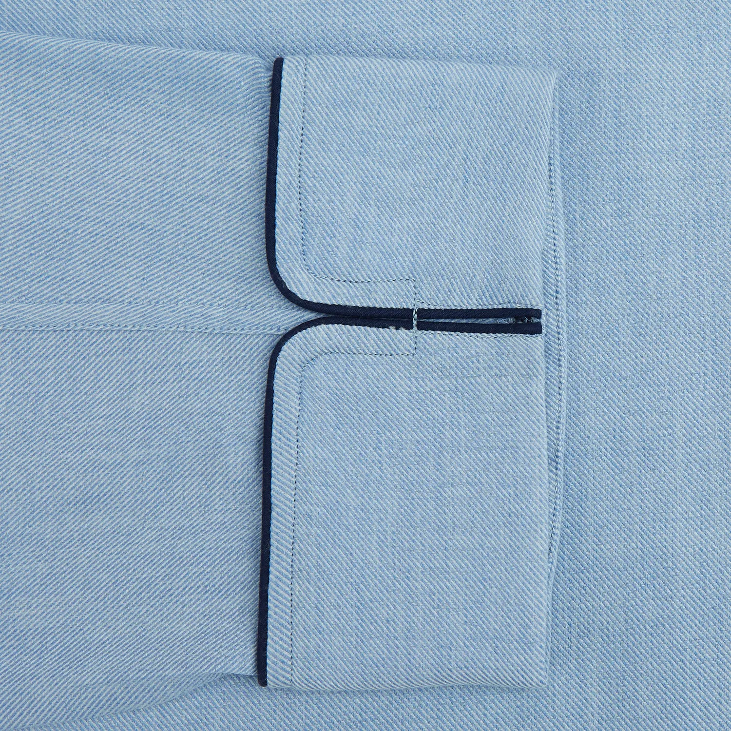 Blue Piped Cotton-Cashmere Pyjama Set