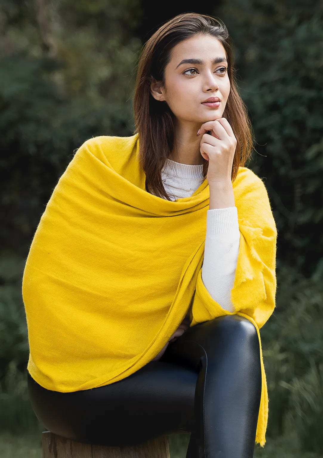 Bright Yellow  Pure Pashmina Shawl Nepal