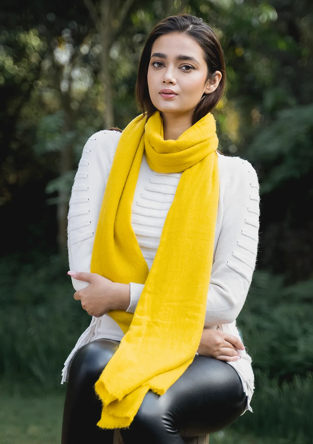 Bright Yellow  Pure Pashmina Shawl Nepal