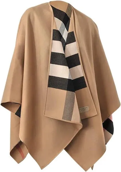 Burberry Charlotte Wool Reversible Poncho Cape