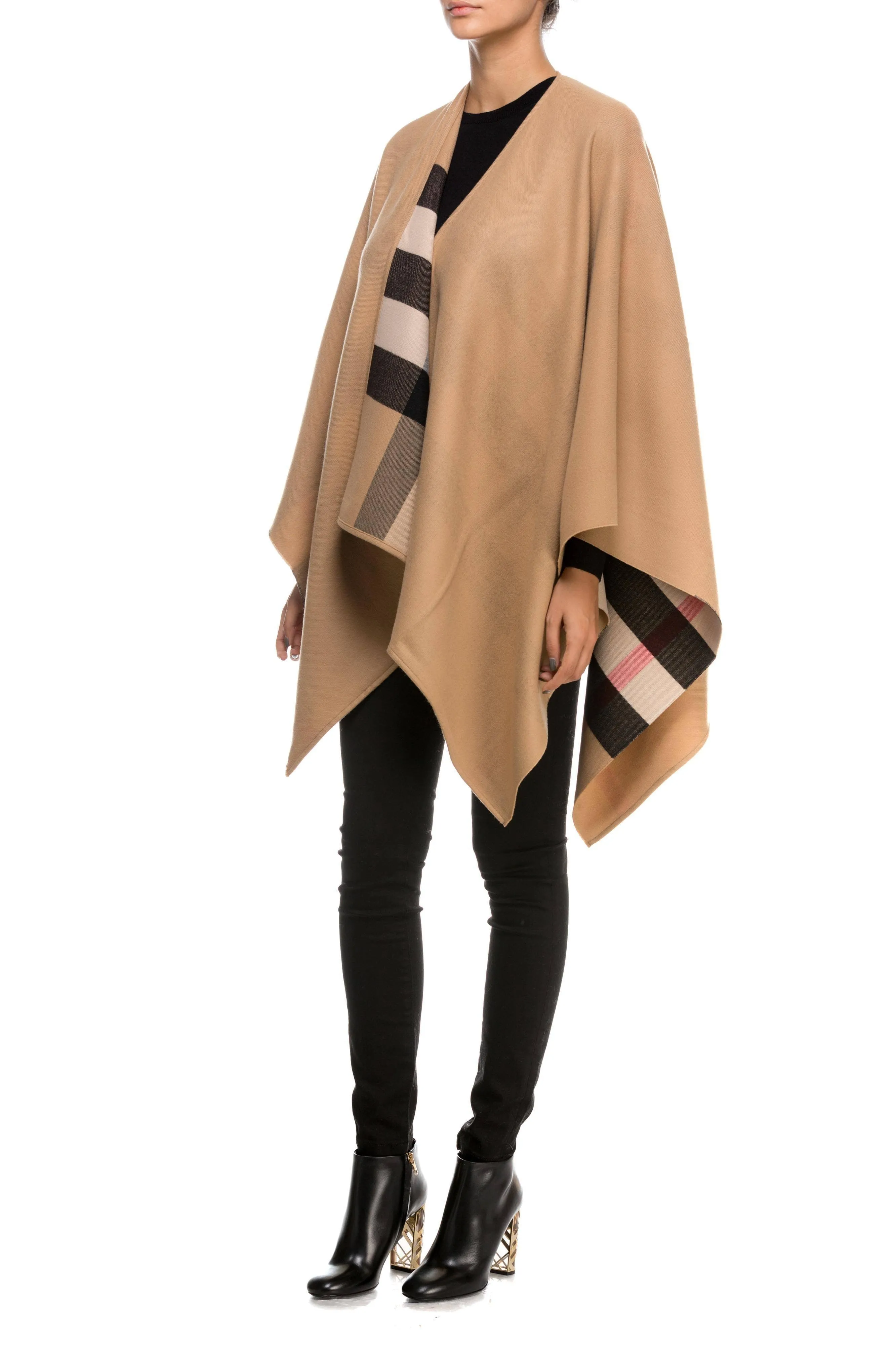 Burberry Charlotte Wool Reversible Poncho Cape