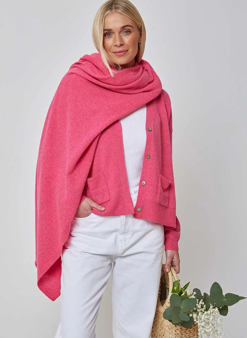 Cashmere Travel Wrap - Raspberry