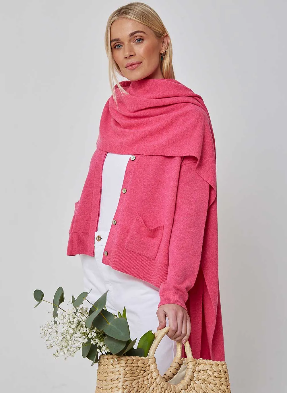 Cashmere Travel Wrap - Raspberry