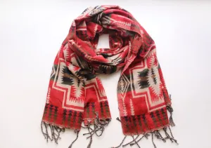 Cozy and Warm Hand Loomed Red Check Pattern Printed Yak Wool Shawl