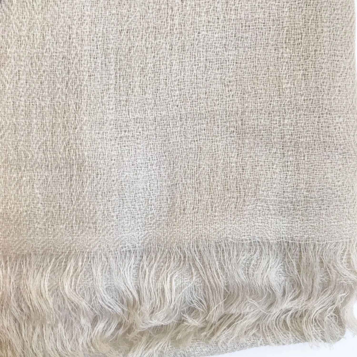 Diamond Weave Pure Pashmina Shawl Cream