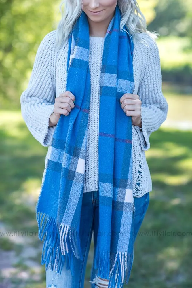 Everyday Warmth Blue Plaid Scarf