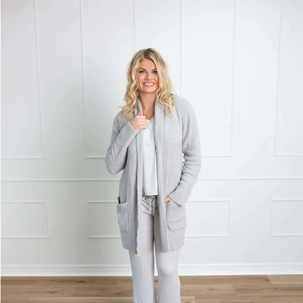 FACEPLANT BAMBOO PLUSH MIDI CARDIGAN ROBE IN FOG