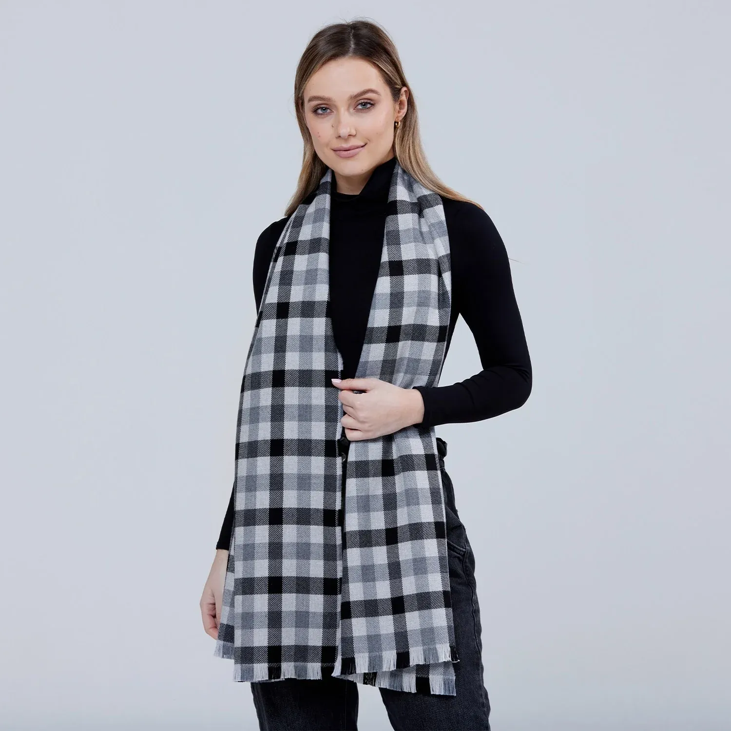 Foxford Check Merino Wool Scarf