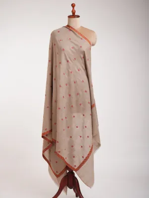 Gray Sozni Embroidered Indian Cashmere Pashmina Shawl