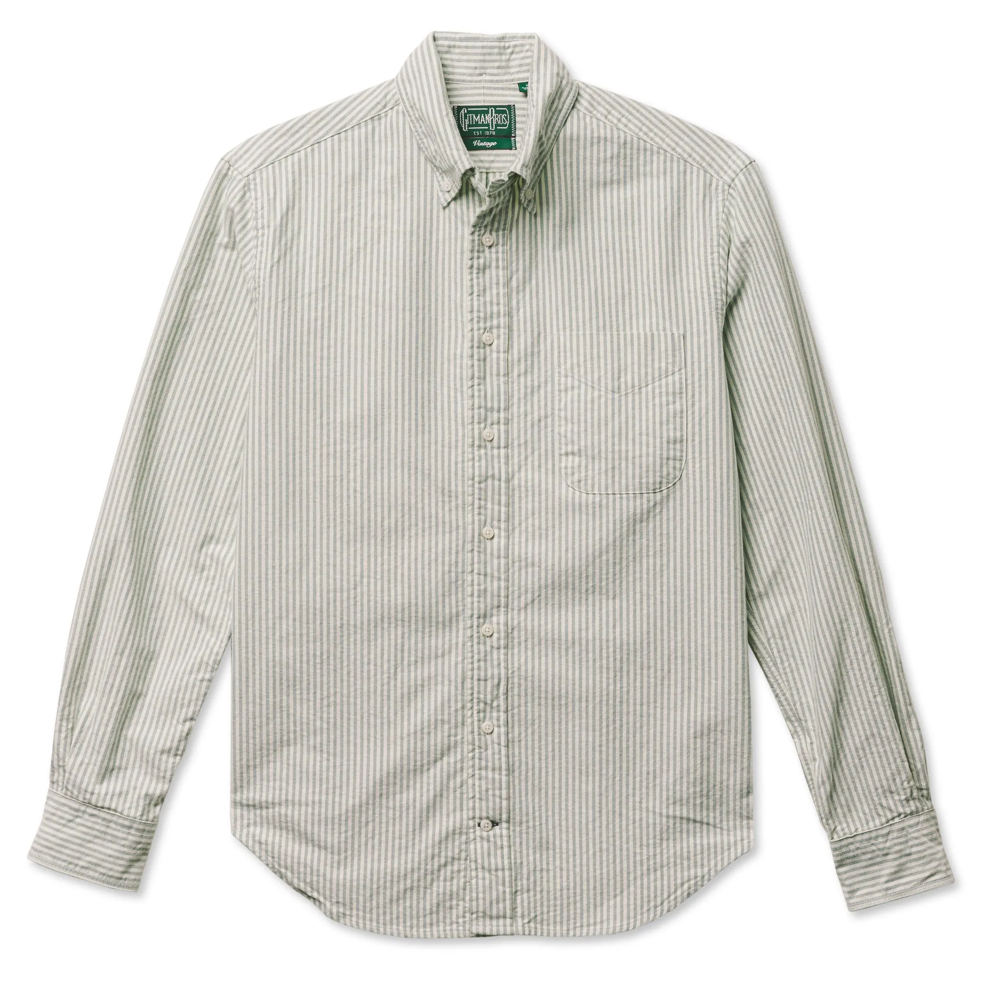 Green Stripe Brushed Fall Oxford