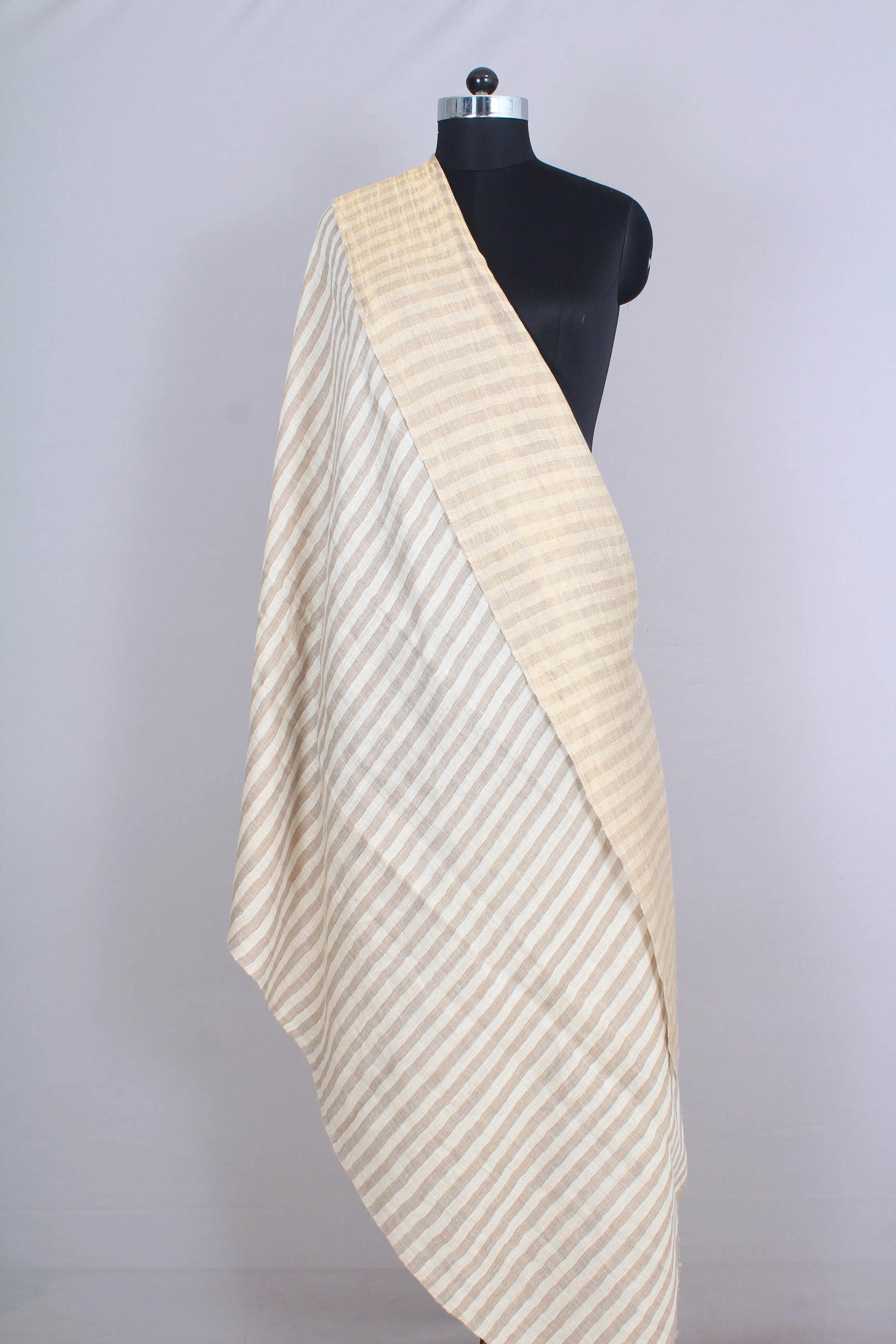 Kalyani Pinstripes Reversible Zari Cashmere Shawl