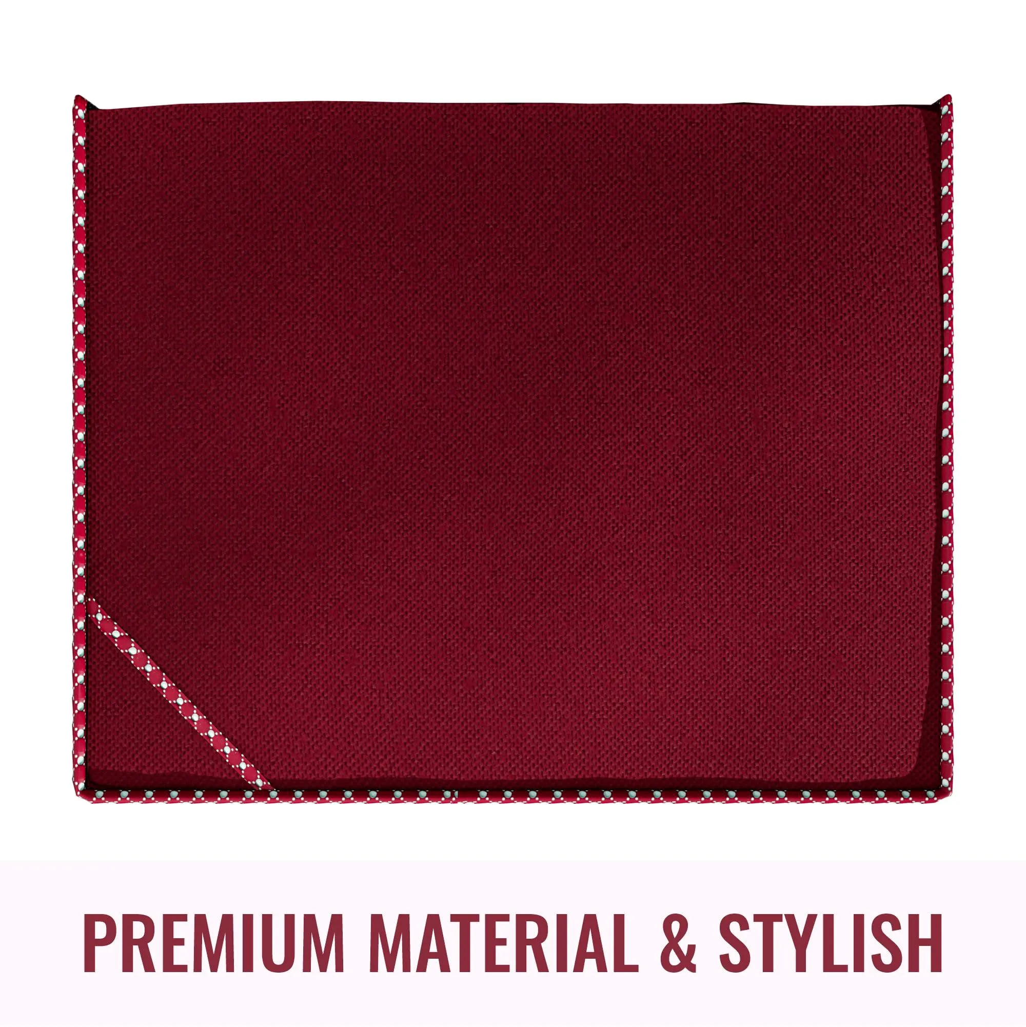 Kuber Industries Saree Cover | Zip Closure Saree Cover | Clothes Storage Bag | Wardrobe Organiser for Suit | Transparent Window Saree Cover | Dot Border-Design | 9 inch | Pack of 6 | Maroon