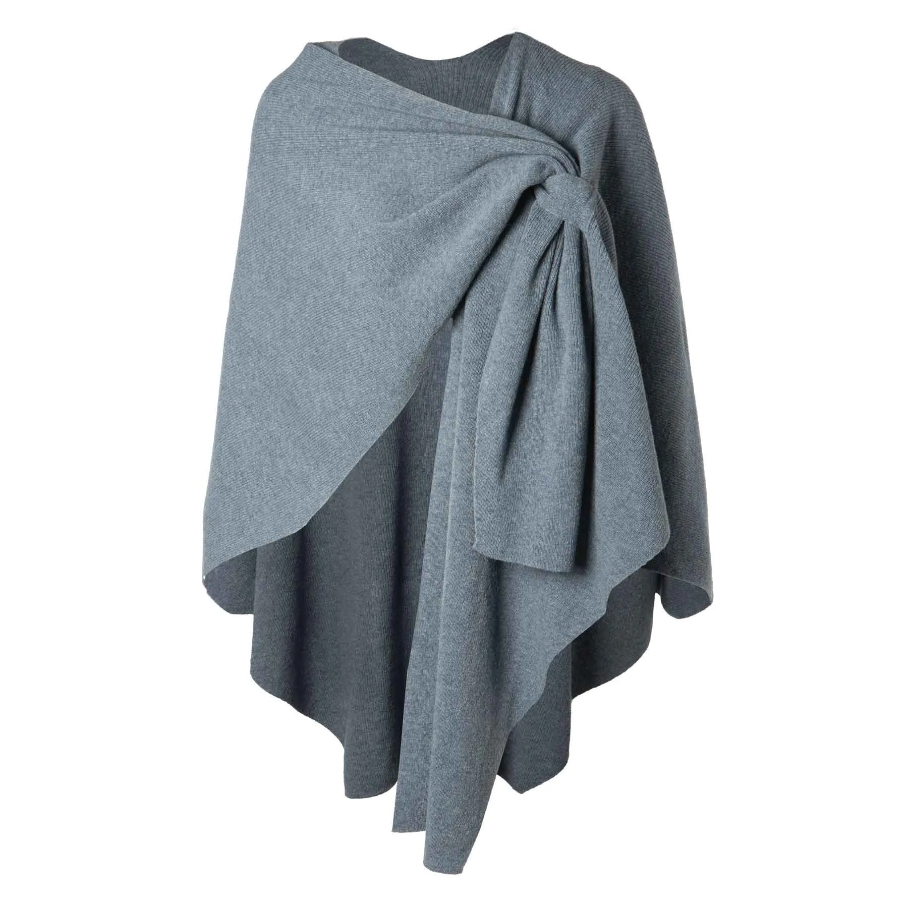 Lambswool Draped Shawl- Denim Blue