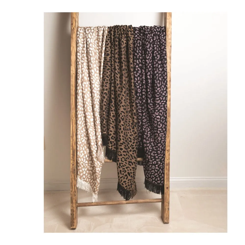 Leopard Black/Tan Rayon Throw