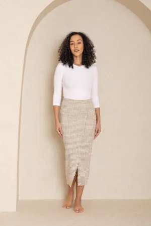 Light Blue Checkered Faux Wrap Skirt