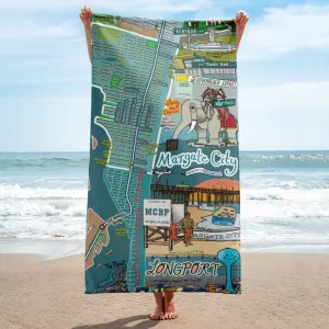 Map of Margate City and Longport, NJ Beach Towel