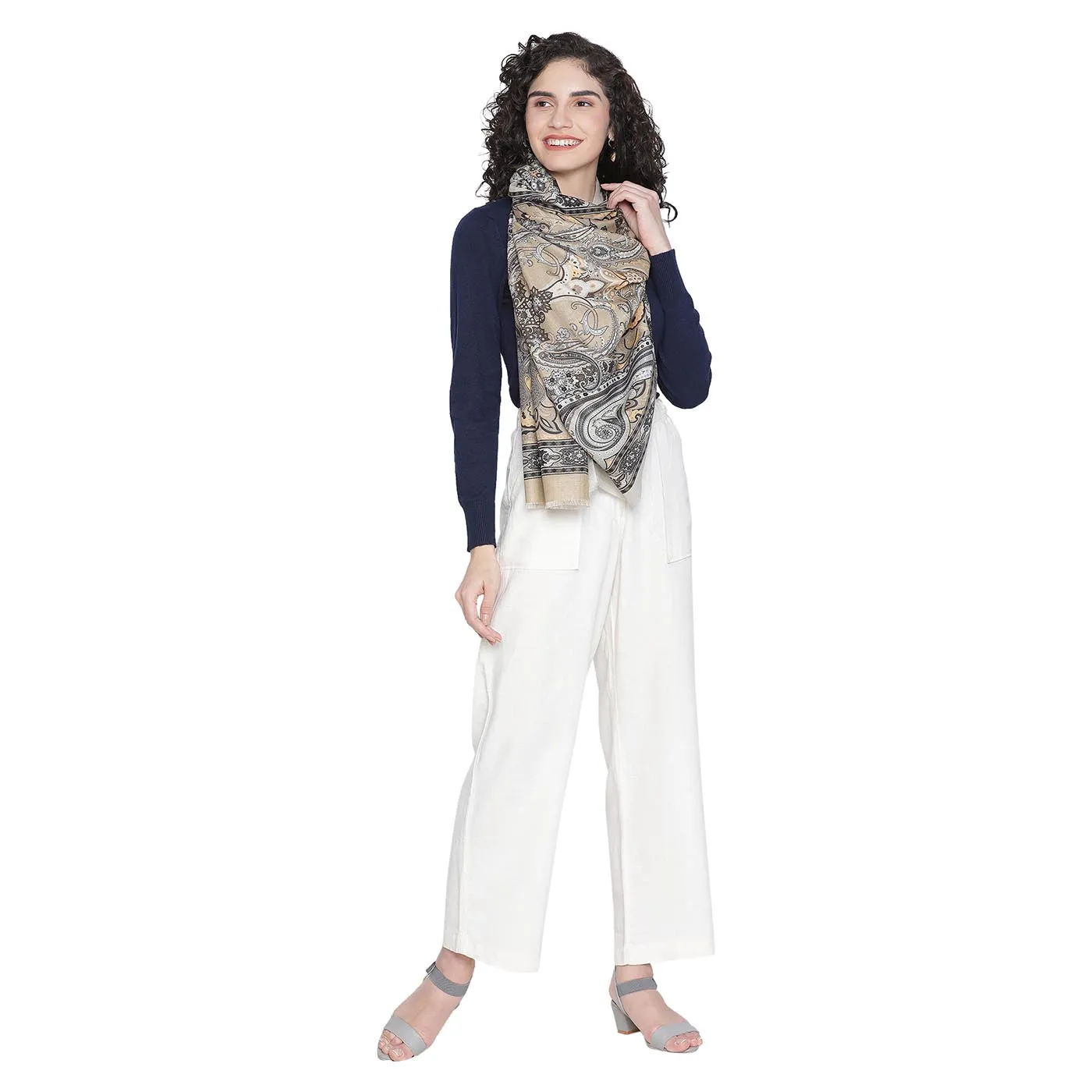 MAYURI Wool Silk Printed Stole