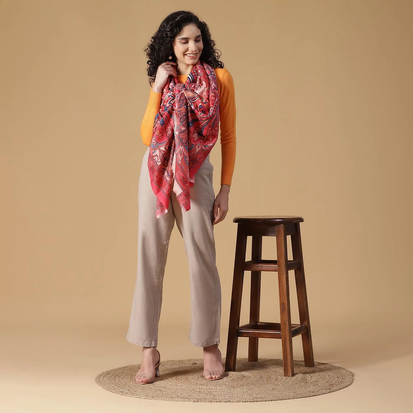 MAYURI Wool Silk Printed Stole