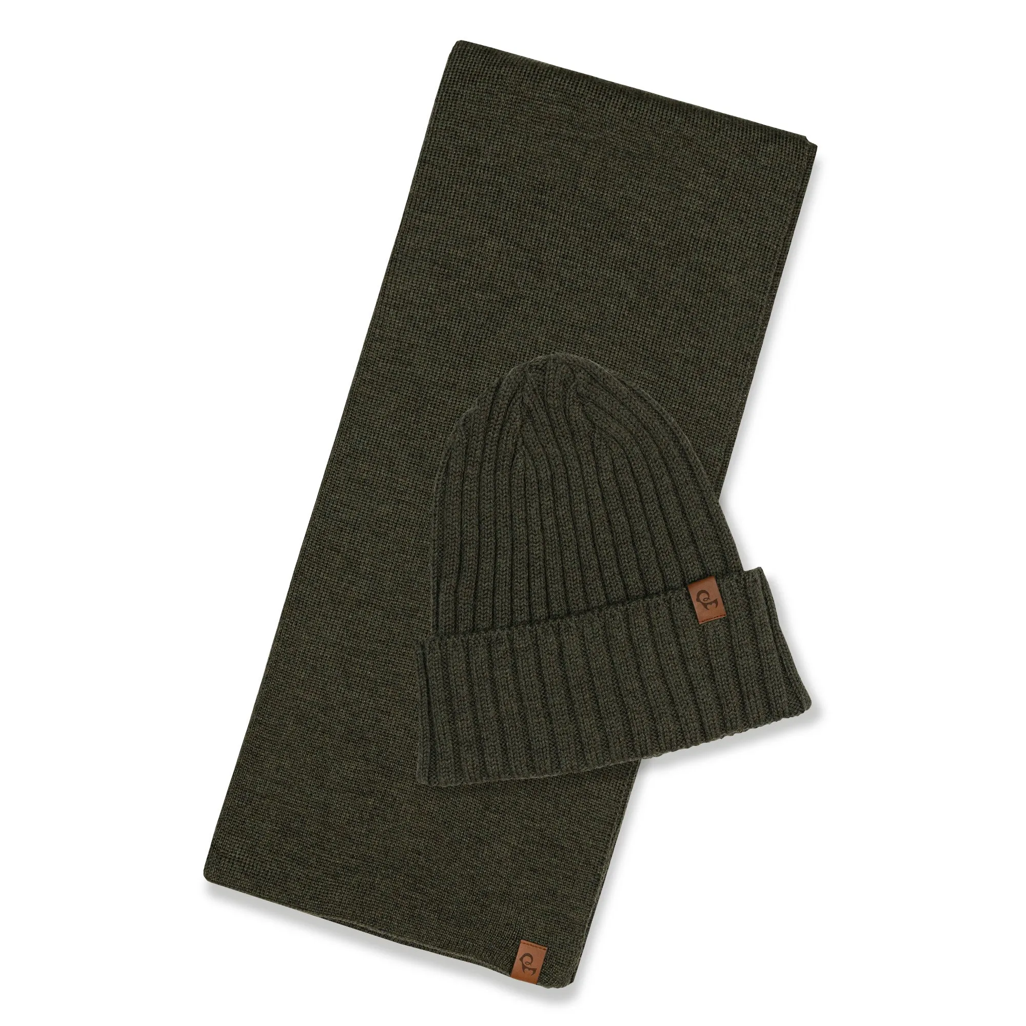 MENIQUE Ribbed Beanie & Scarf Merino 2-Piece