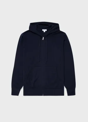 Men's Cashmere Zip Hoodie in Navy