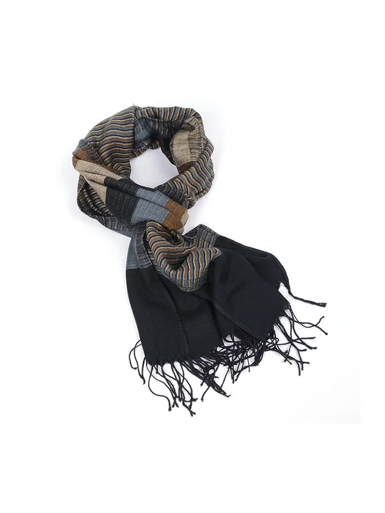 Men'S Stripes Tassel Scarf