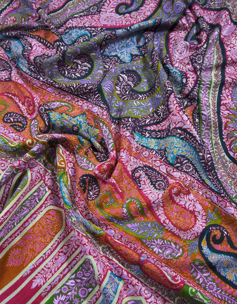 multi-coloured men"s embroidery pashmina shawl 8881