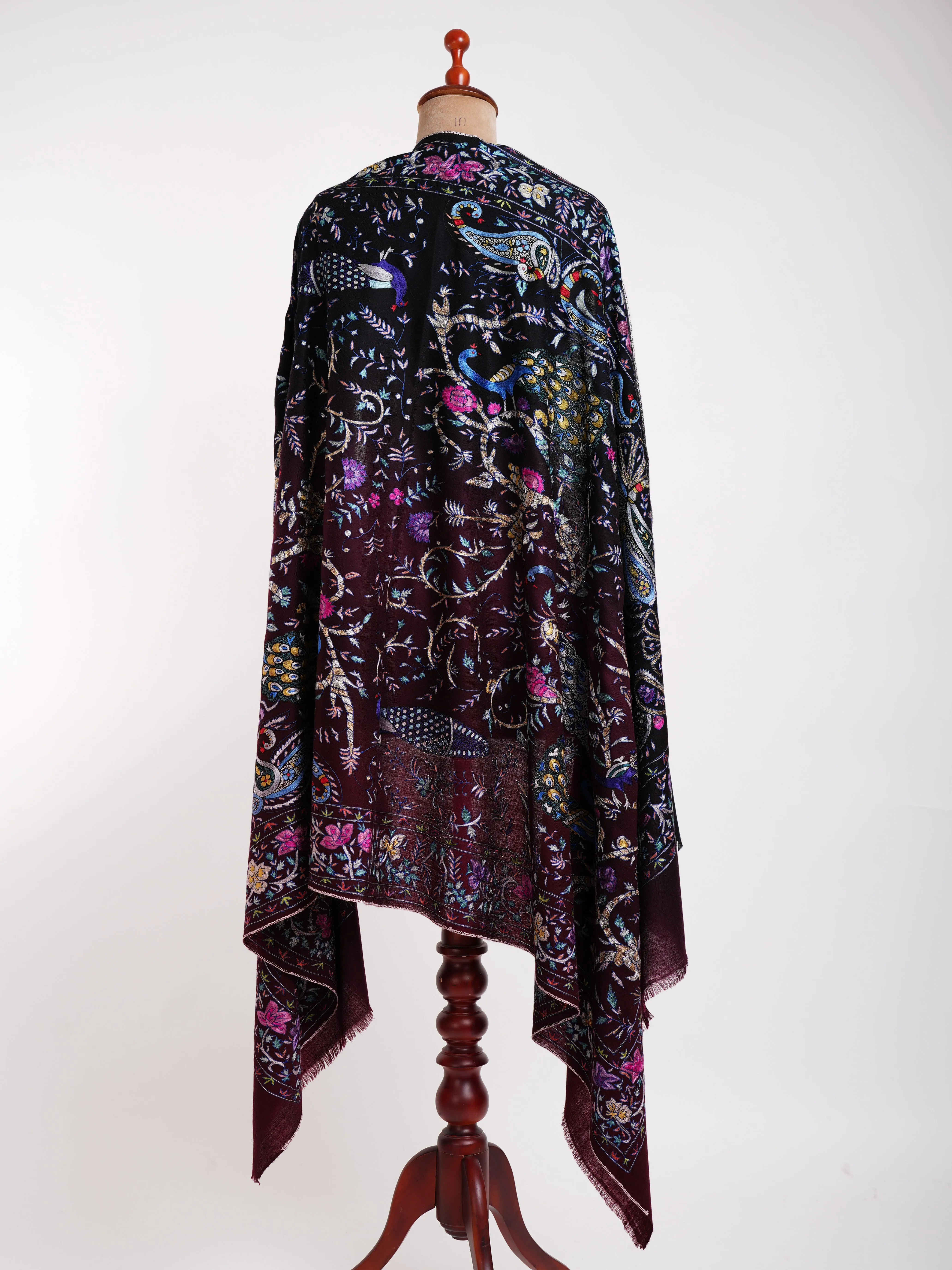 Ombre Hand Embroidered Authentic Pashmina Shawl