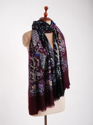 Ombre Hand Embroidered Authentic Pashmina Shawl