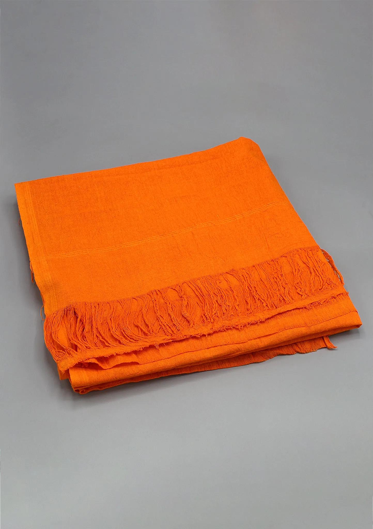 Orange Raw Silk Tibetan Large Meditation Shawl