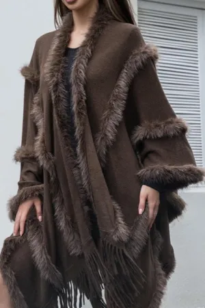 P6159 Double Layer Faux Fur Shawl