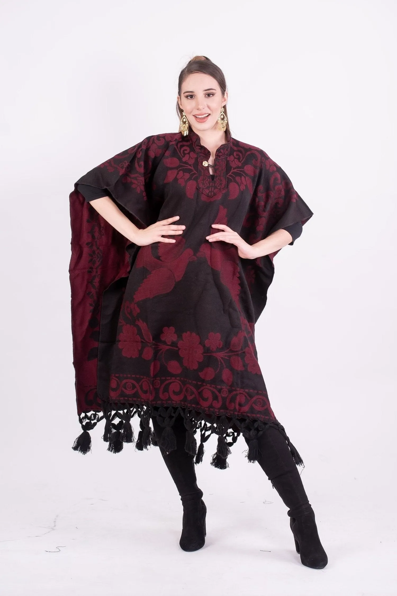 Palomas Poncho Maroon