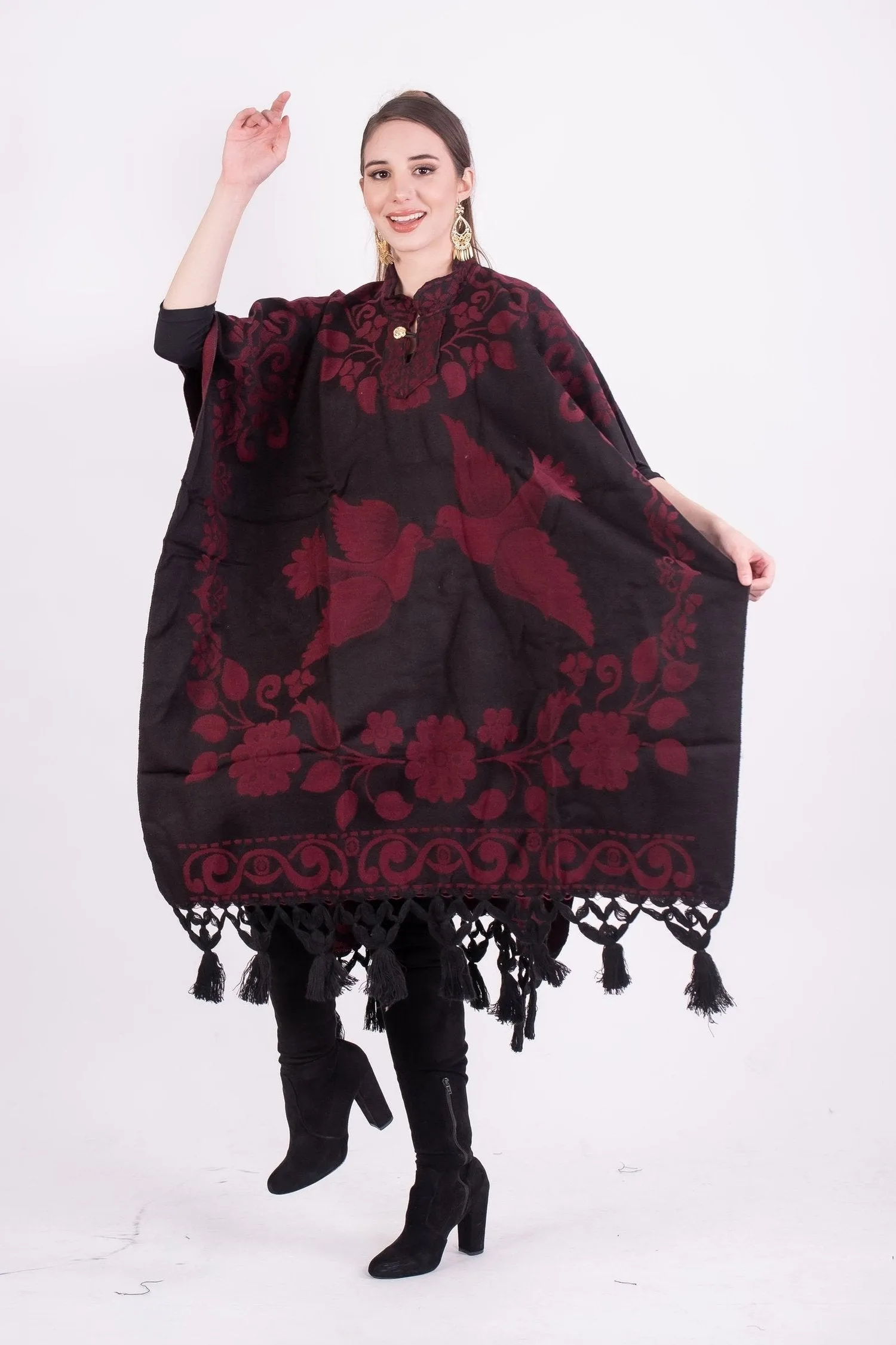 Palomas Poncho Maroon