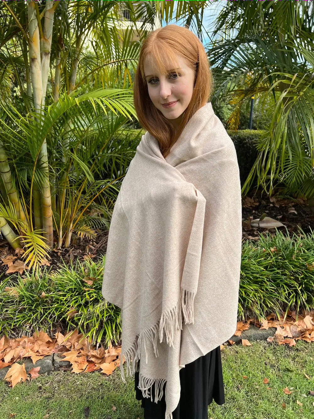 Pashmina Shawl - Beige Oatmeal - Winter Warmth