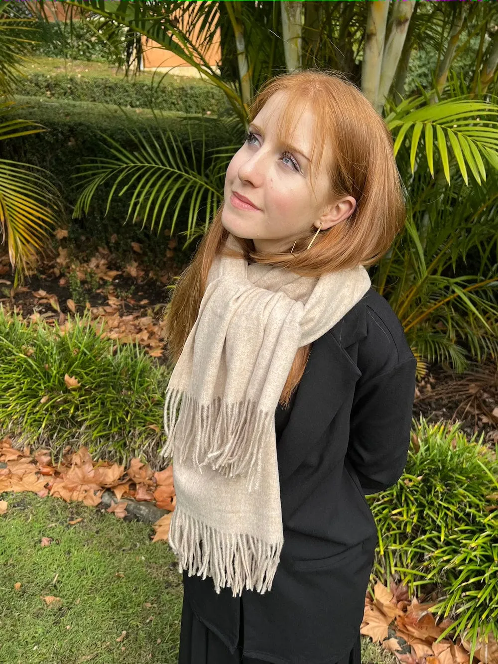 Pashmina Shawl - Beige Oatmeal - Winter Warmth