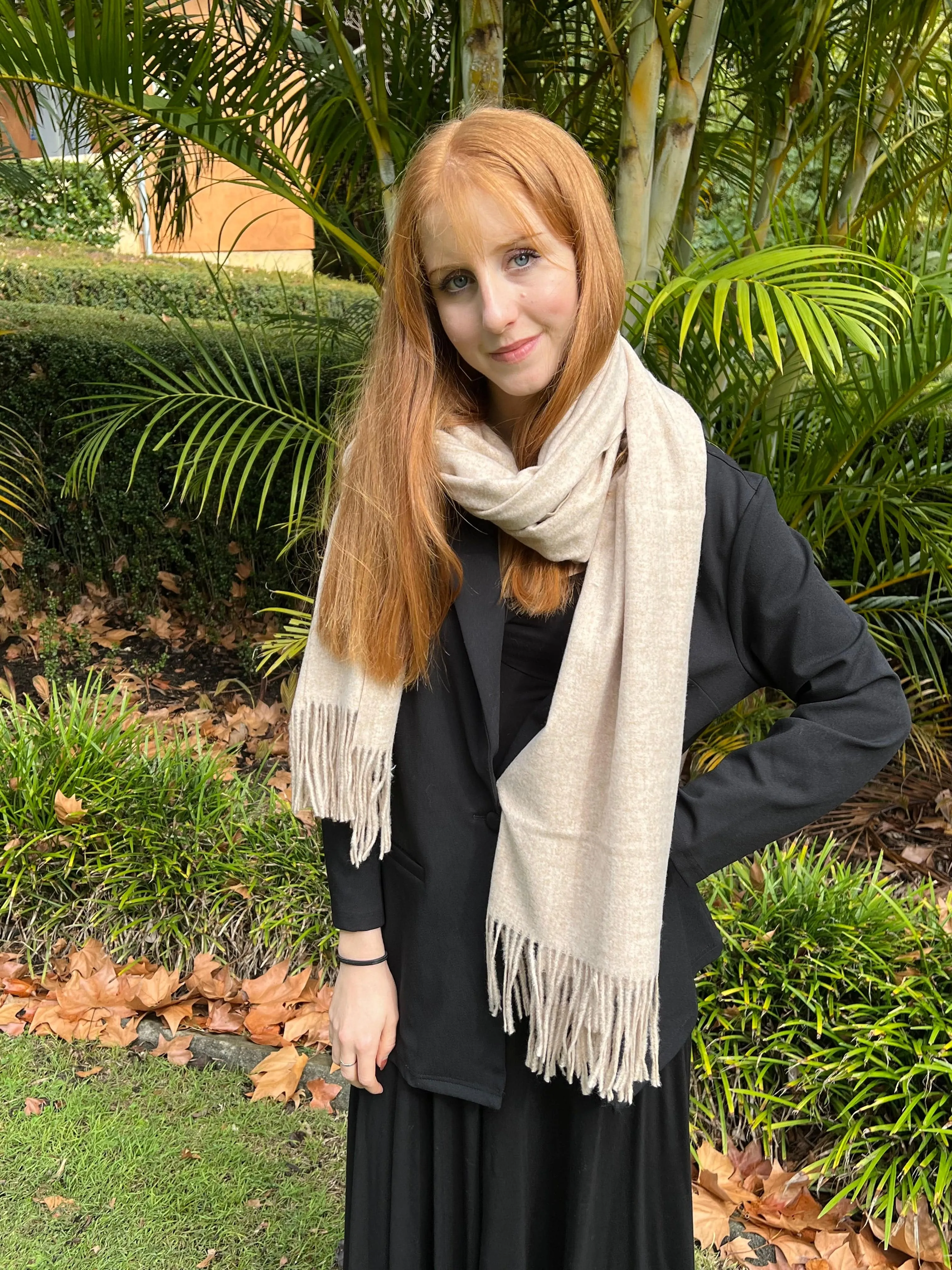 Pashmina Shawl - Beige Oatmeal - Winter Warmth