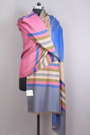 Philippe Multi Coloured Strips & Reversible Cashmere Shawl