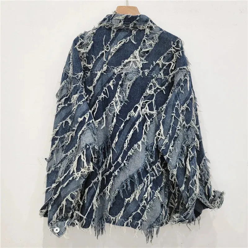 Pre Order:  Loose Fringed 3D Flower Denim Jacket