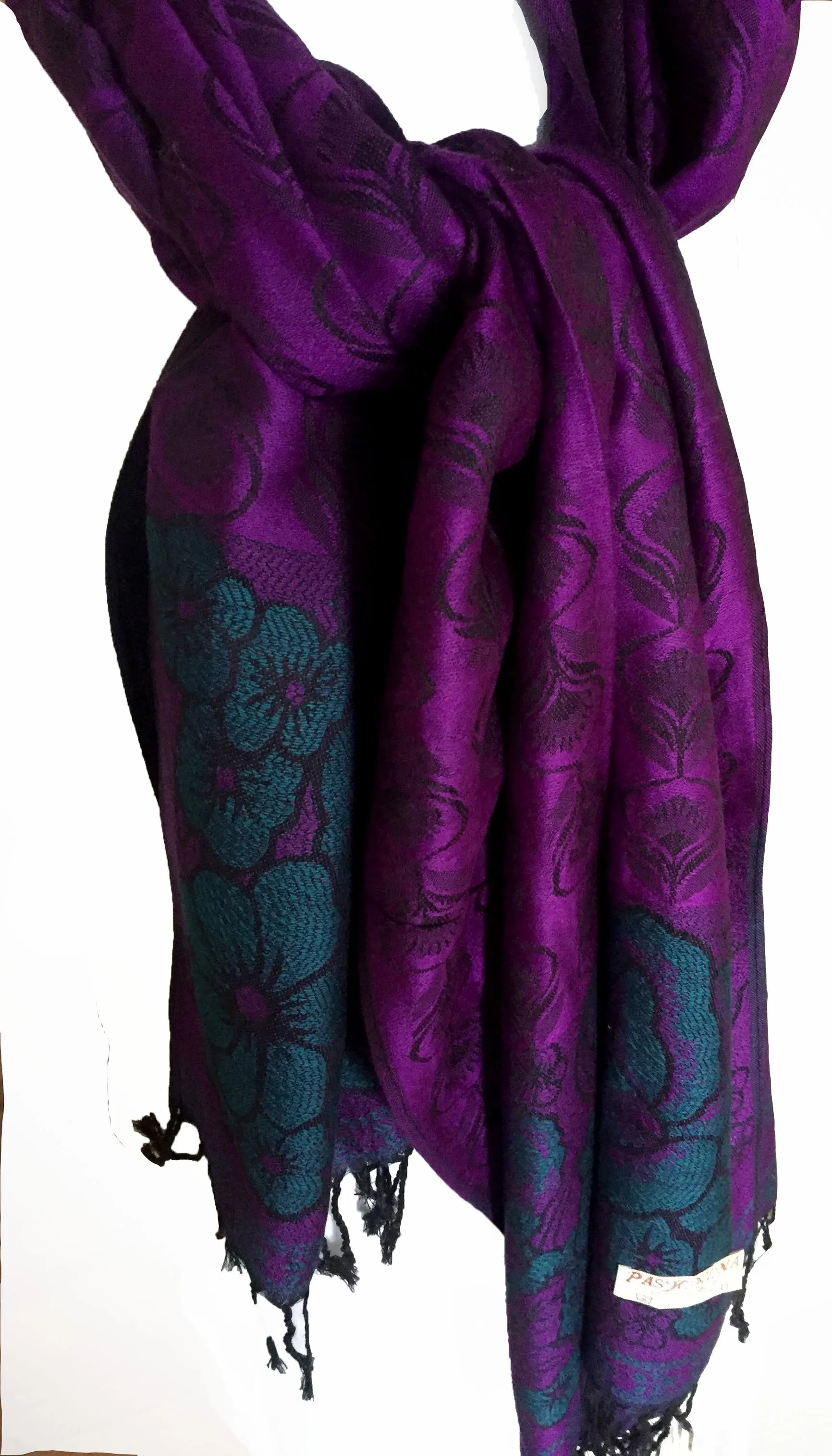 Purple Floral Pashmina Shawl: Timeless Elegance Cozy Comfort and Warmth FREE SHIPPING