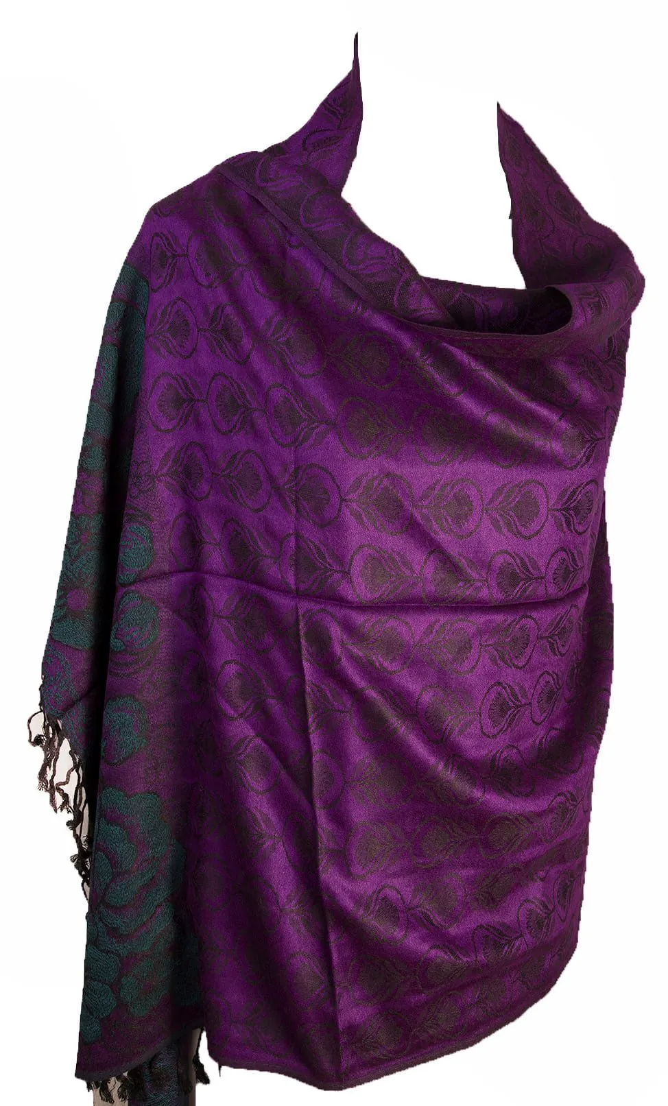 Purple Floral Pashmina Shawl: Timeless Elegance Cozy Comfort and Warmth FREE SHIPPING