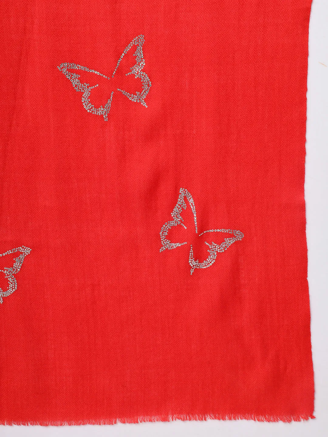 Red Shawl with embellished Swarovski Butterfiles