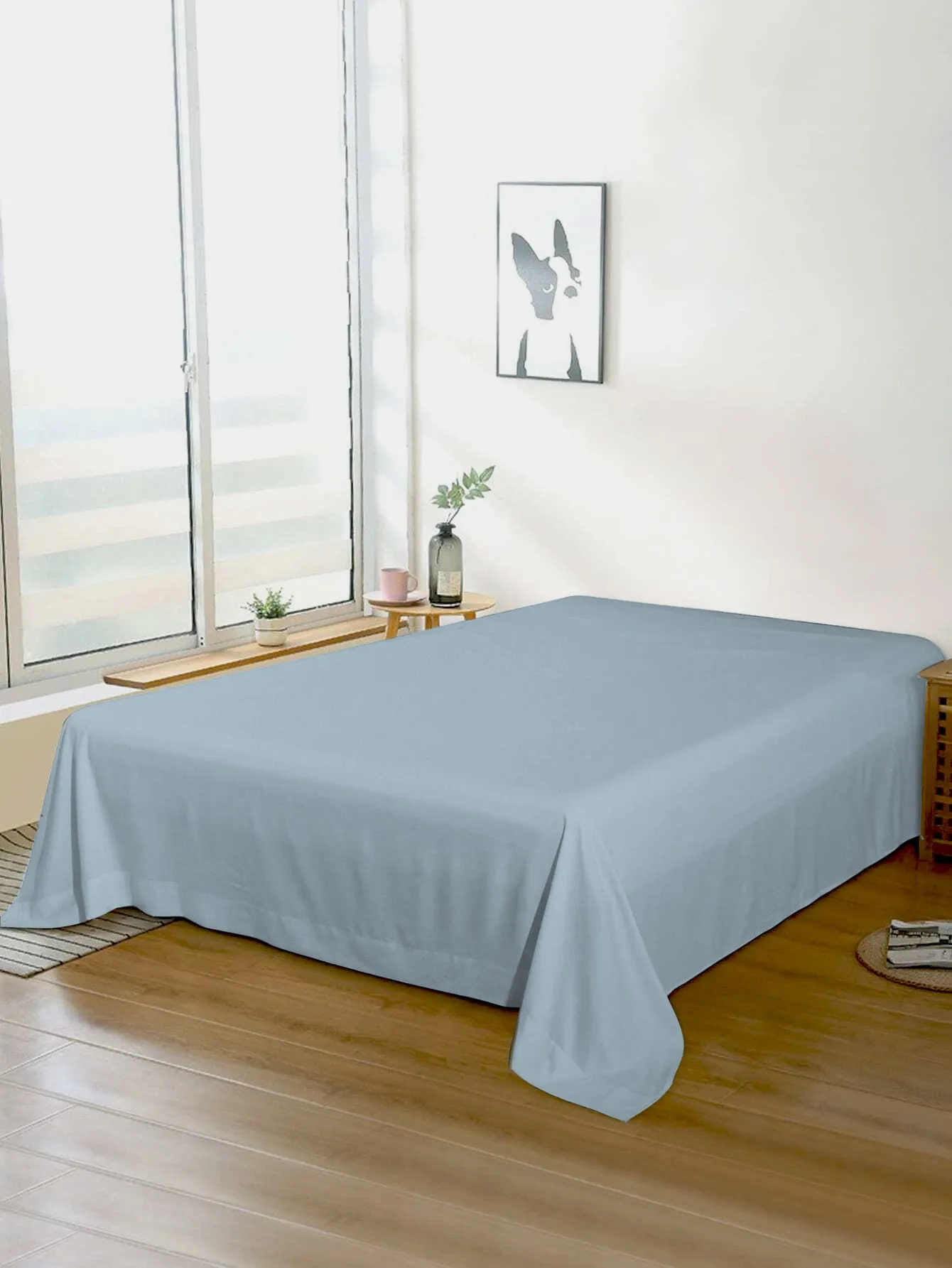 Rest Super Soft Super King Flat Sheet 240x260cm-Metalic Blue