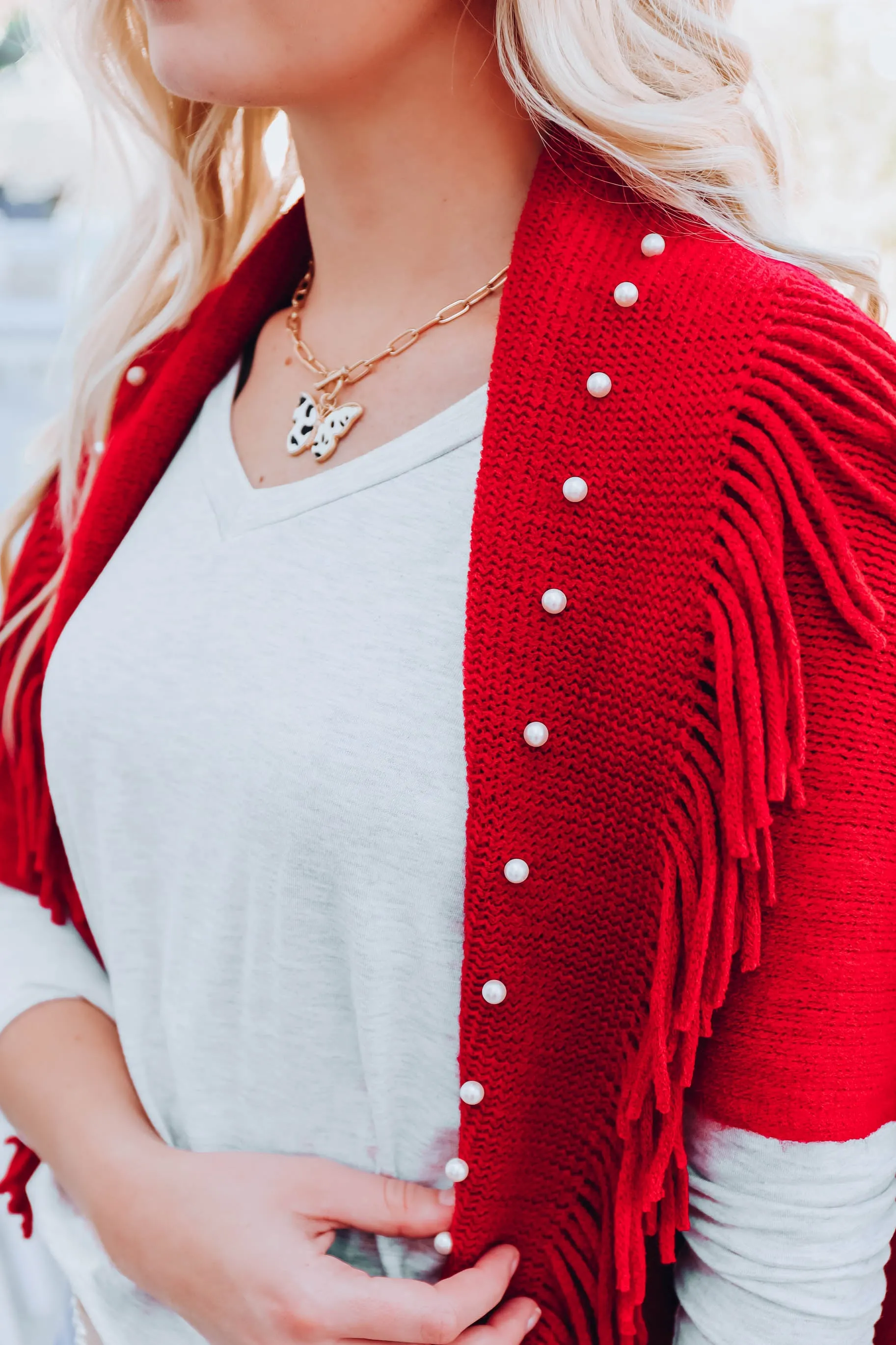 Romancing Fall Shawl Wrap - Red